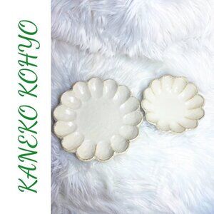 JAPANESE KANEKO KOHYO “RINKA” SCALLOPED PLATE & BOWL, Set of 2